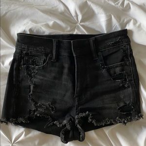 Black ripped jean shorts//“next level stretch”